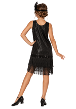 Girls Sequin Black Flapper Costume Alt 1