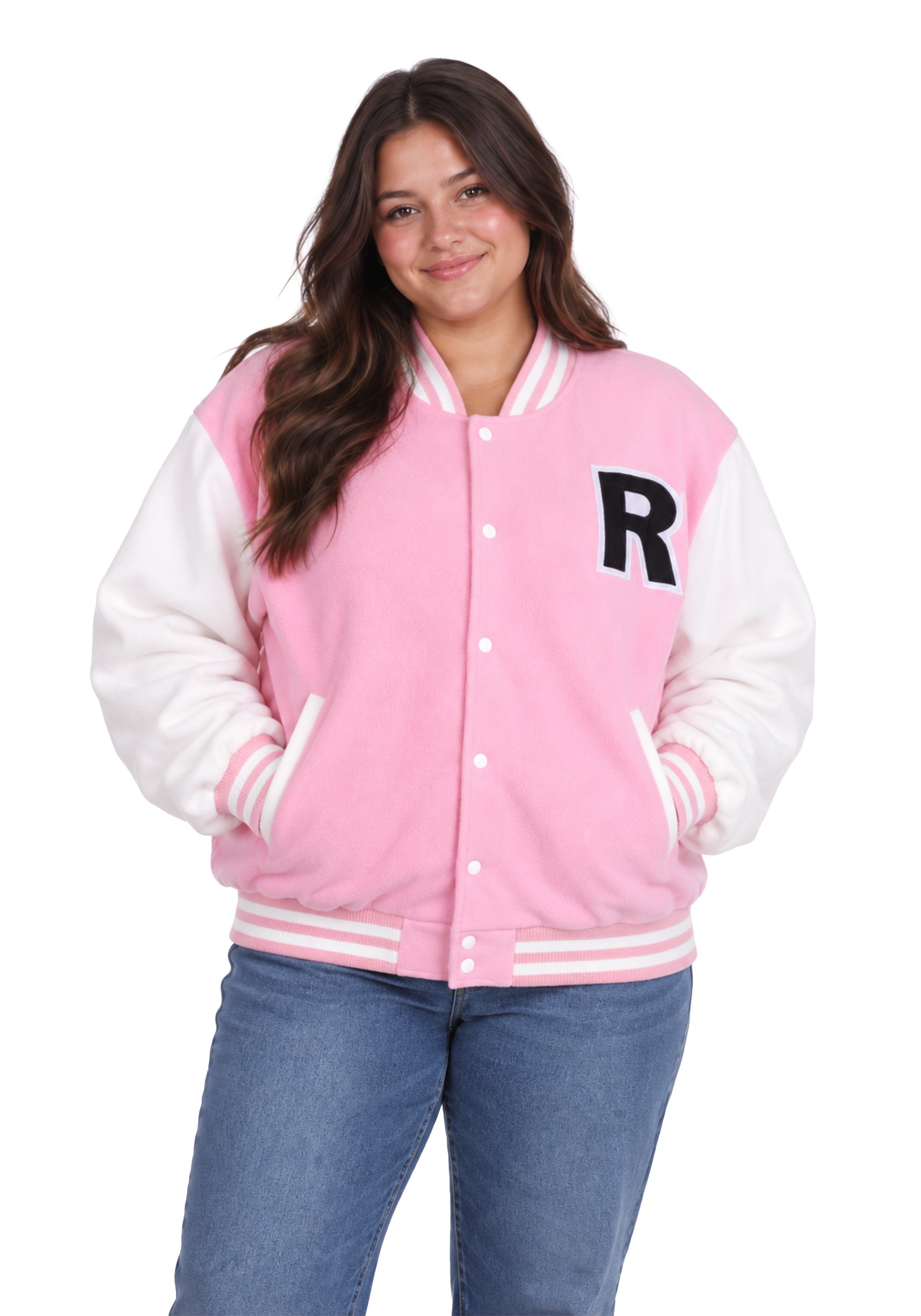 Plus Size Letterman Pink Jacket Costume for Women | Sports Costumes