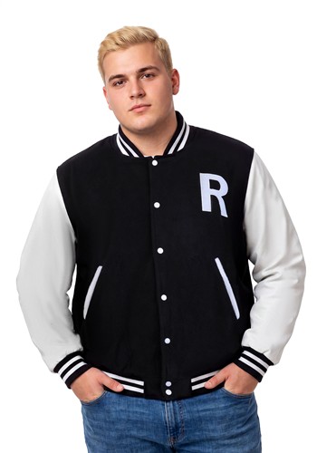 Plus Size Black Letterman Jacket Costume for Men