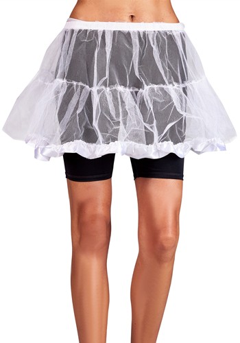 Womens White Petticoat with Lace Trim Accessory