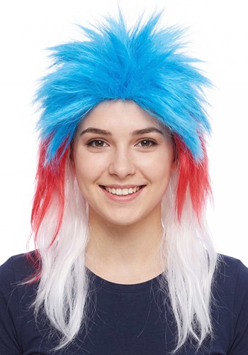 Adult Red White and Blue Punk Costume Wig