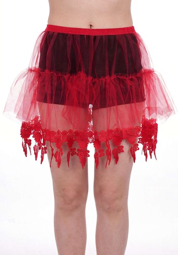 Womens Red Petticoat with Tear Drop Lace Accessory