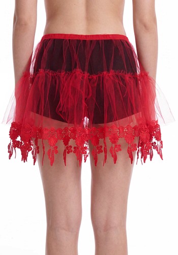 Women's Petticoat with Tear Drop Red Lace Accessory | Costume Accessories