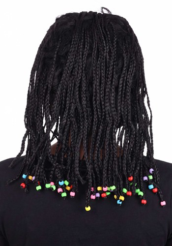 Adult Black Braided Costume Wig with Beads | Costume Accessories
