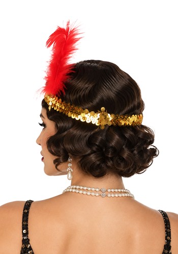 Women's Flapper Sequined Gold Headband Accessory | Flapper Accessories