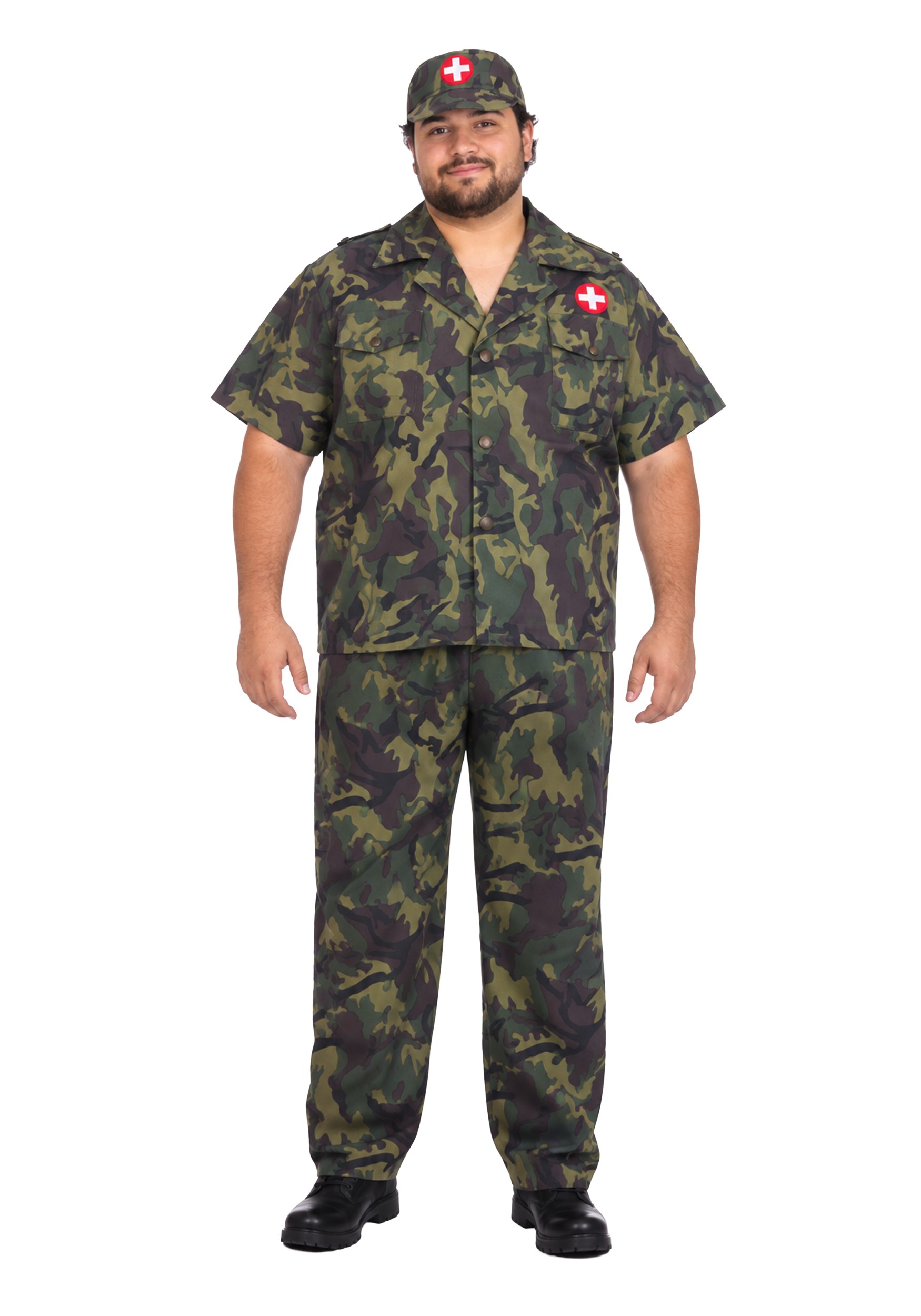 Plus Size Green Army Doctor Costume for Men | Army Costumes