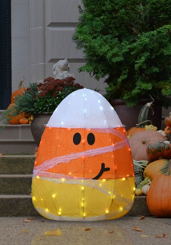 28-Inch Candy Corn Mummy Light Up Decoration | Halloween Decorations