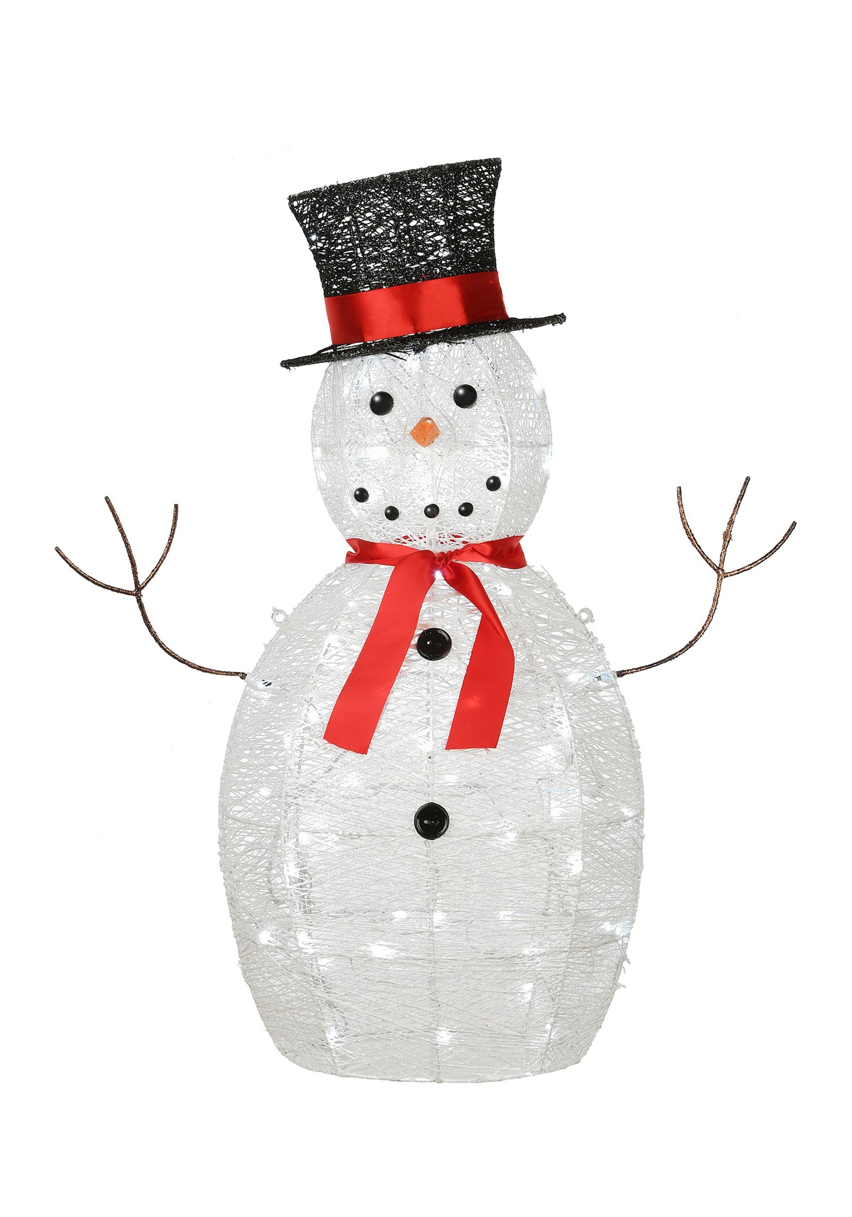 36-Inch Light Up White Sisal Snowman Decoration | Christmas Decorations