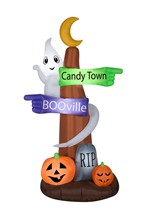 Ghost Wrapped Sign Post Inflatable Decoration Alt 1