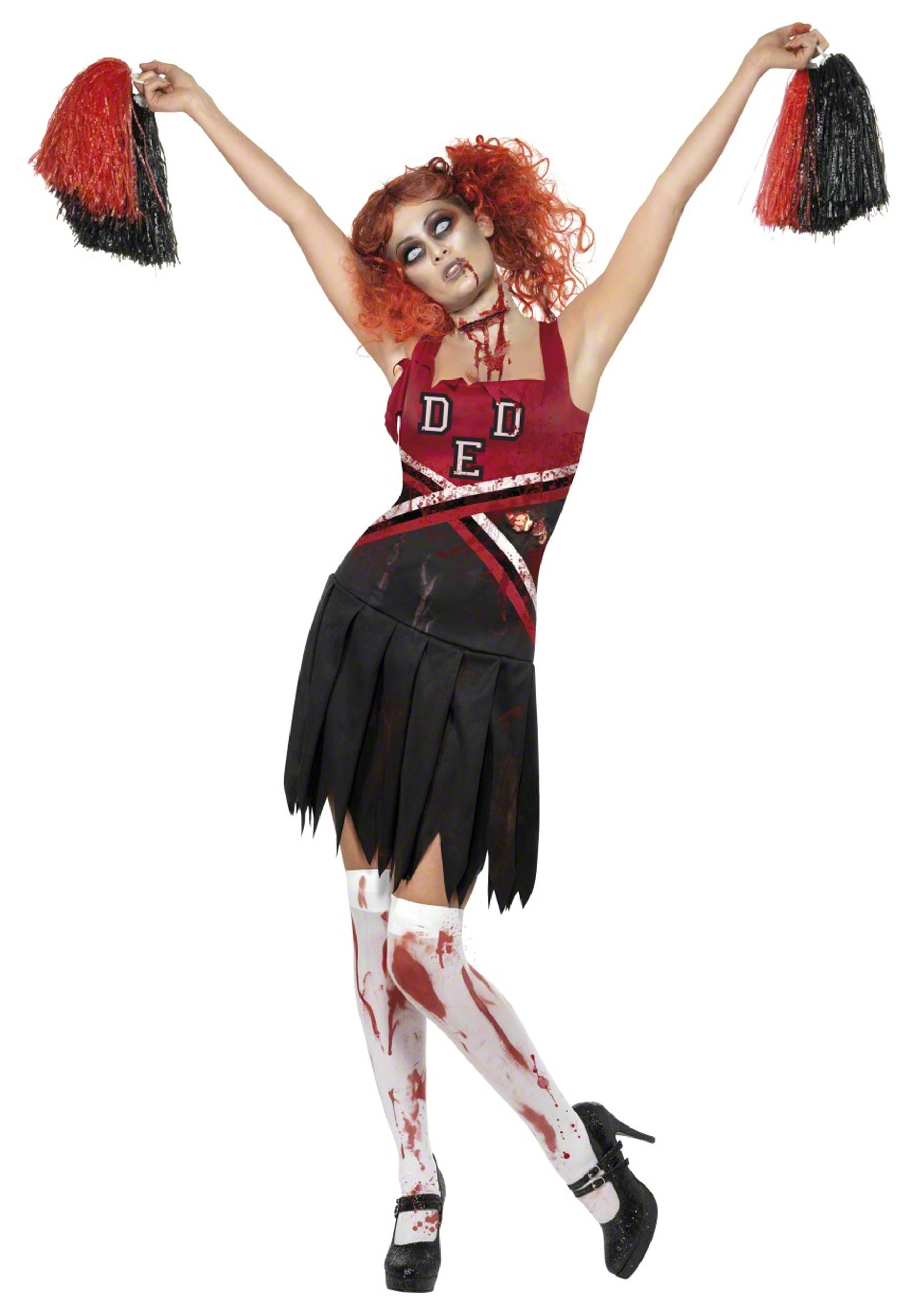 Womens Ladies Dead Zombie Cheerleader Halloween Fancy Dress Costume 