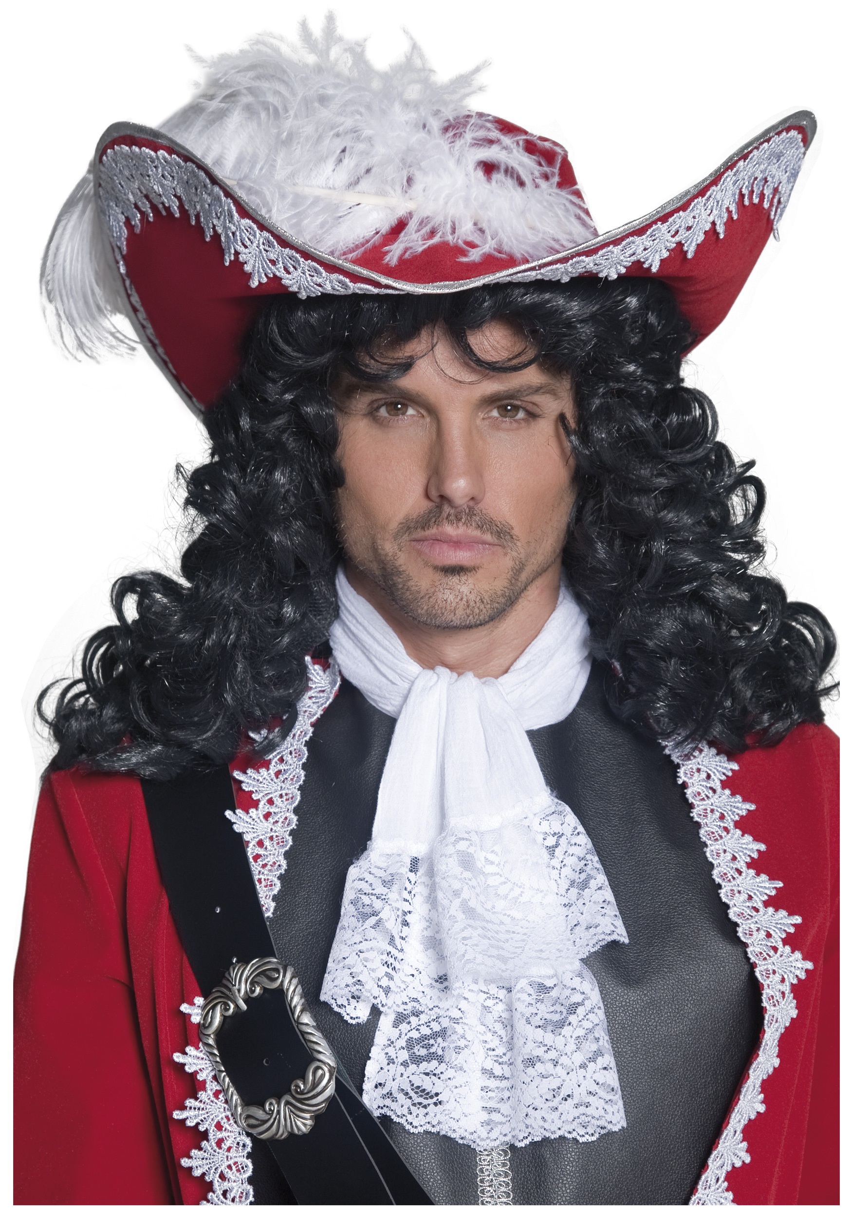 Red Pirate Costume Hat with Feather