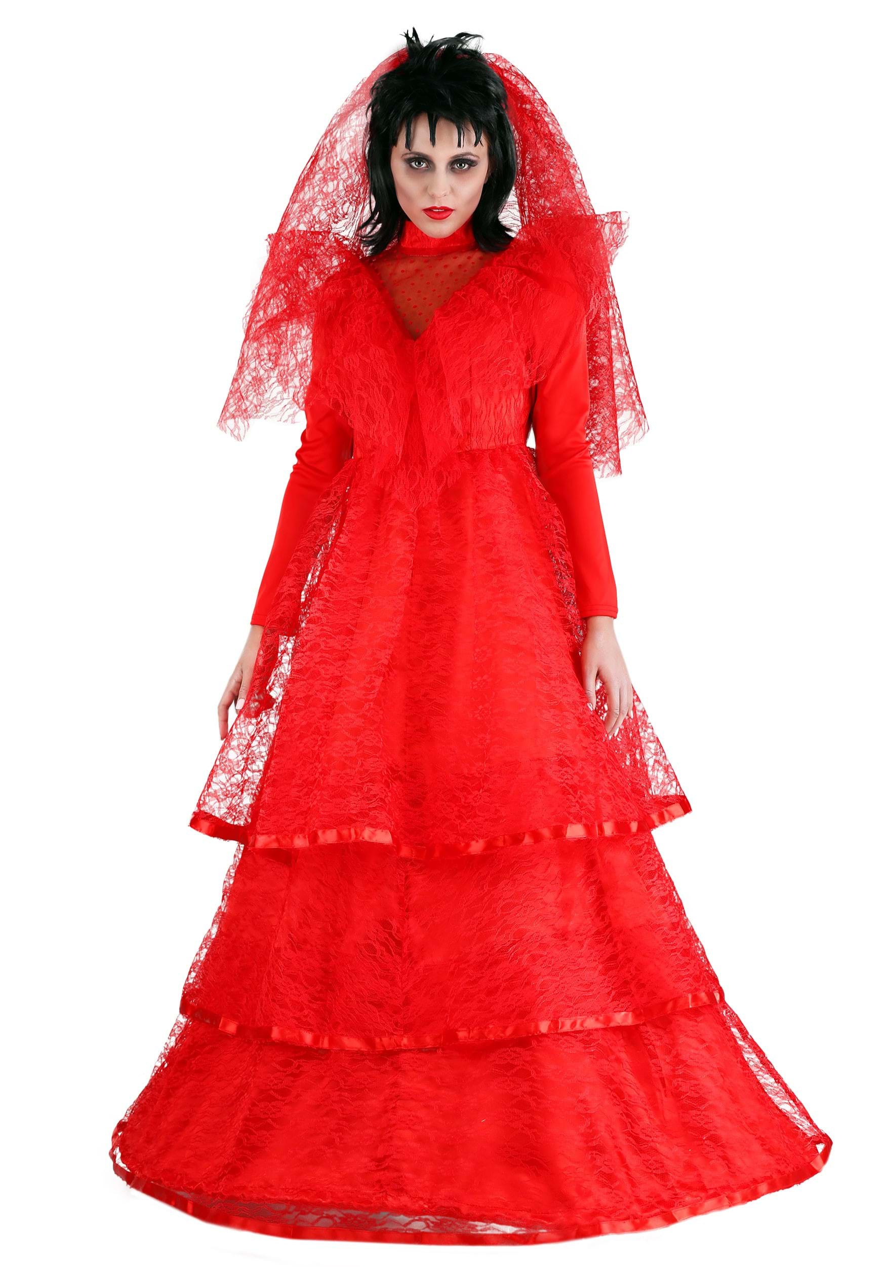 Disfraz de vestido de novia gótico rojo Multicolor