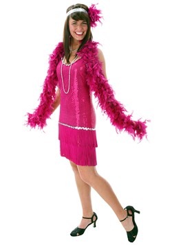Plus Size Sequin & Fringe Fuchsia Flapper Dress Costume Upda