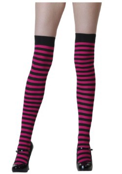 Black and Fuchsia Striped Stockings