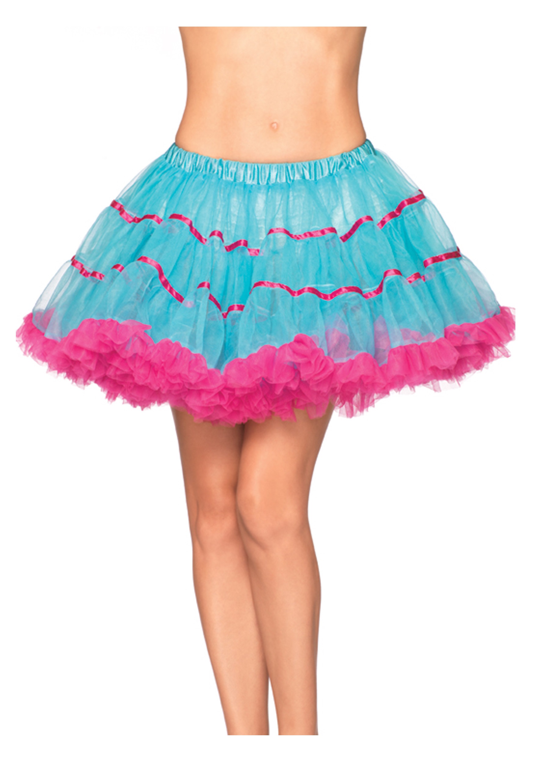 Women's Turquoise And Neon Pink Petticoat