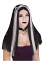 Long Black and White Streaked Wig