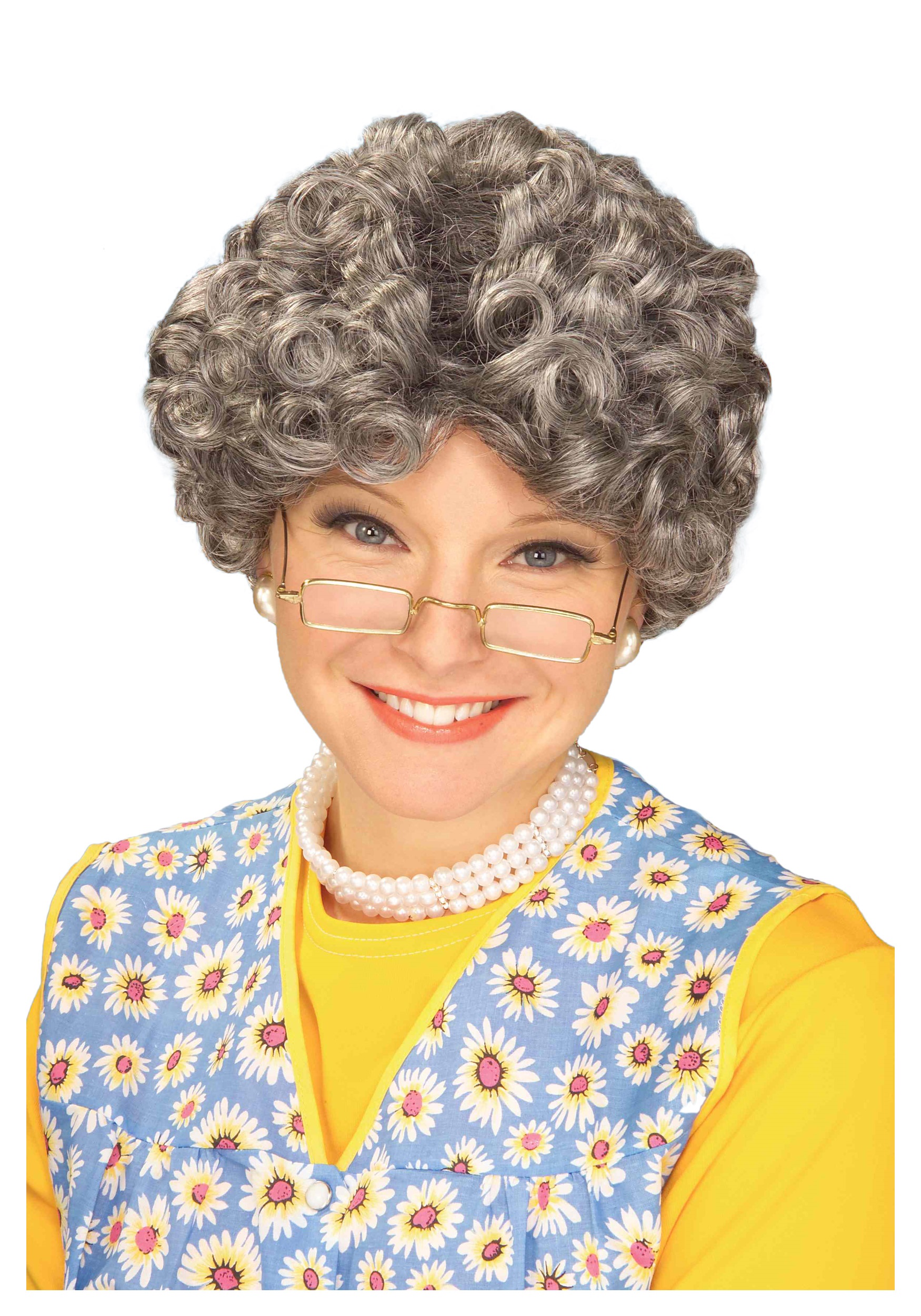 Women's Mrs. Santa Claus Short Curly Gray Synthetic Wig