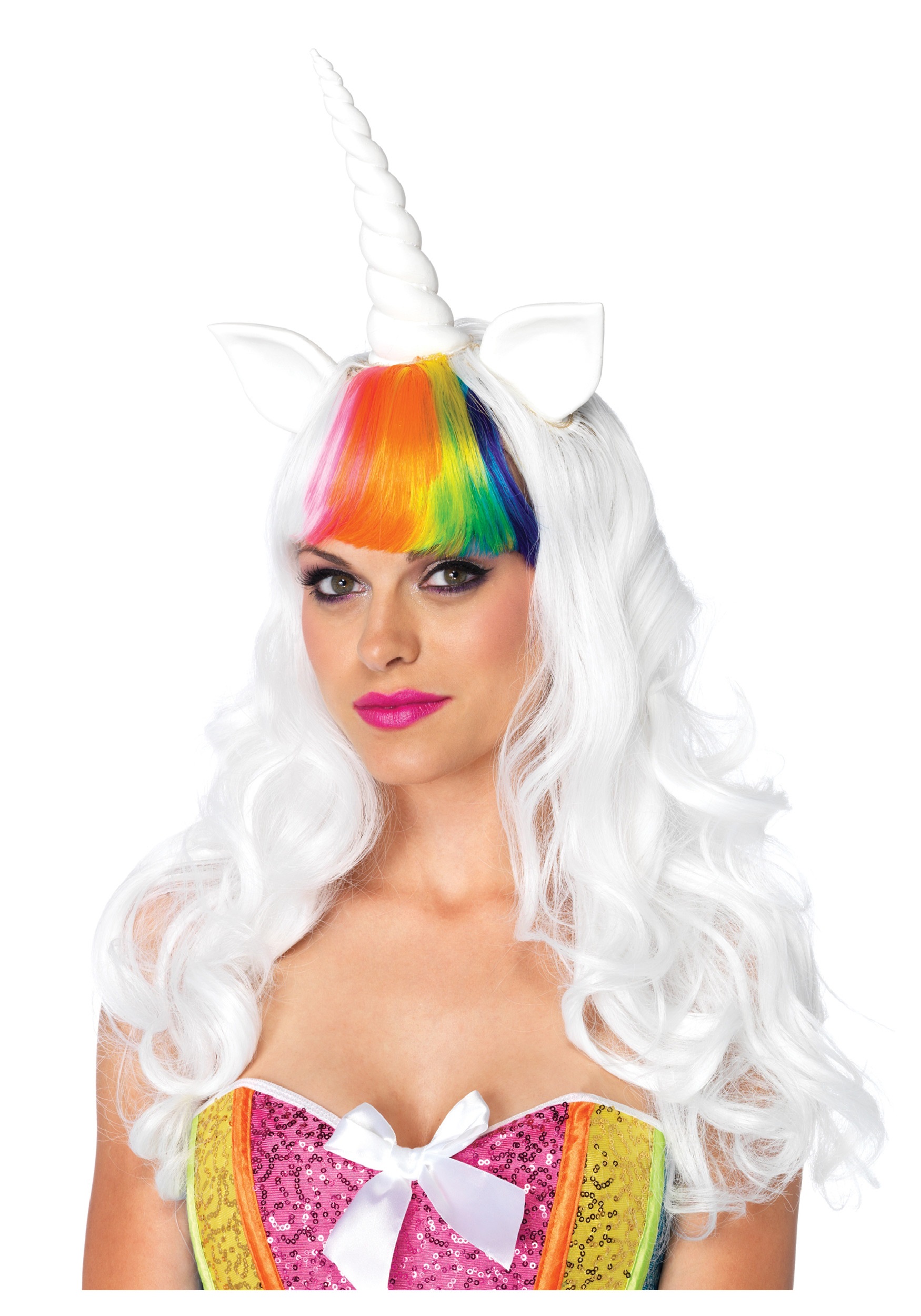 Peluca y cola de disfraces de unicornio Multicolor