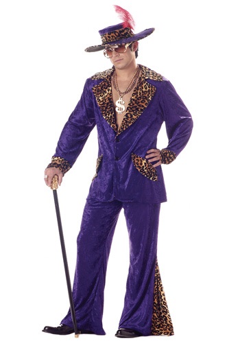 Pimp Mens Fancy Dress 1980s Big Daddy Gangster Swag Suit Adults