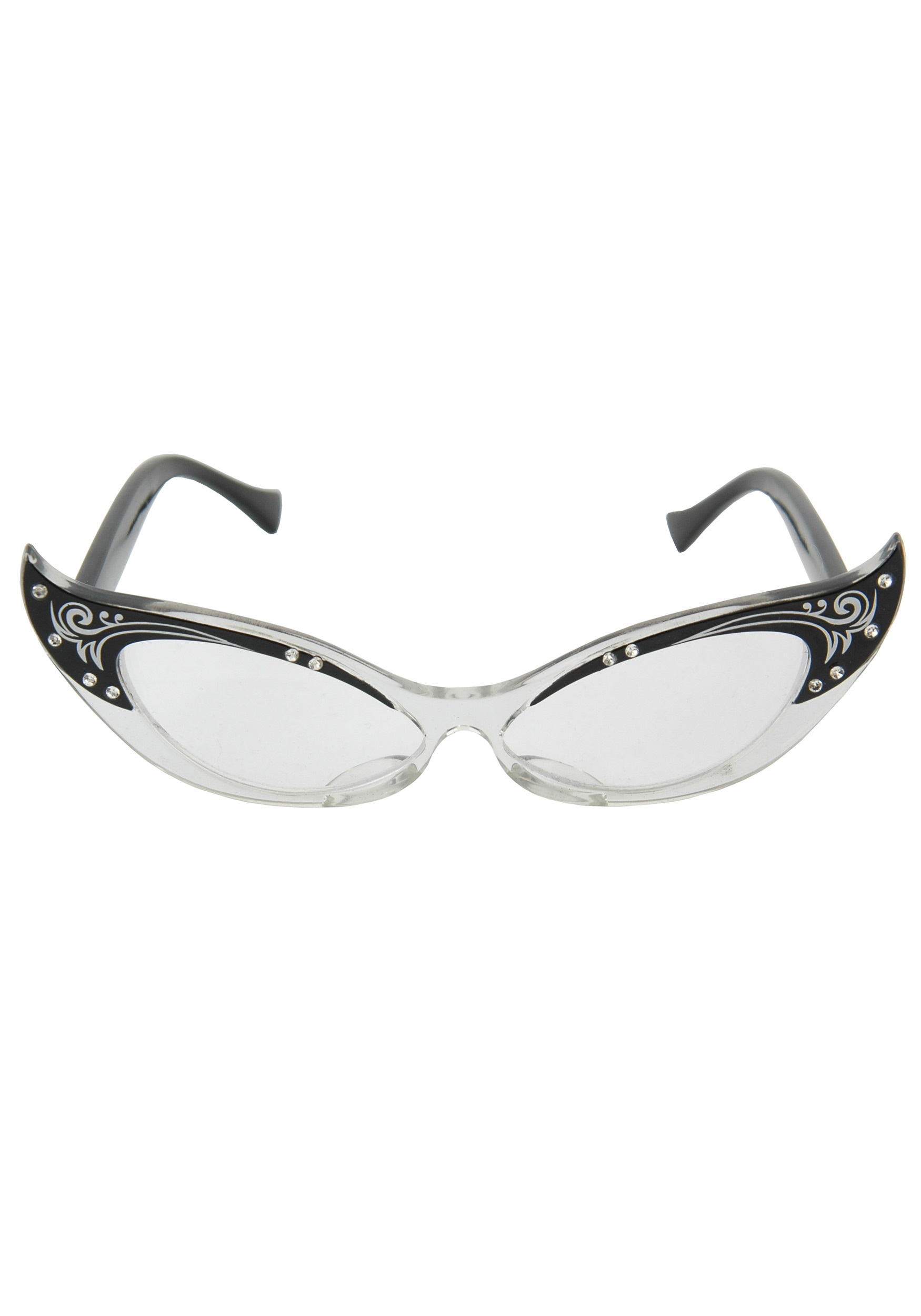 Hip Hop 50's Shop 1950s Cat-Eye Glasses for Kids, Plastic Costume Glasses with Rhinestones