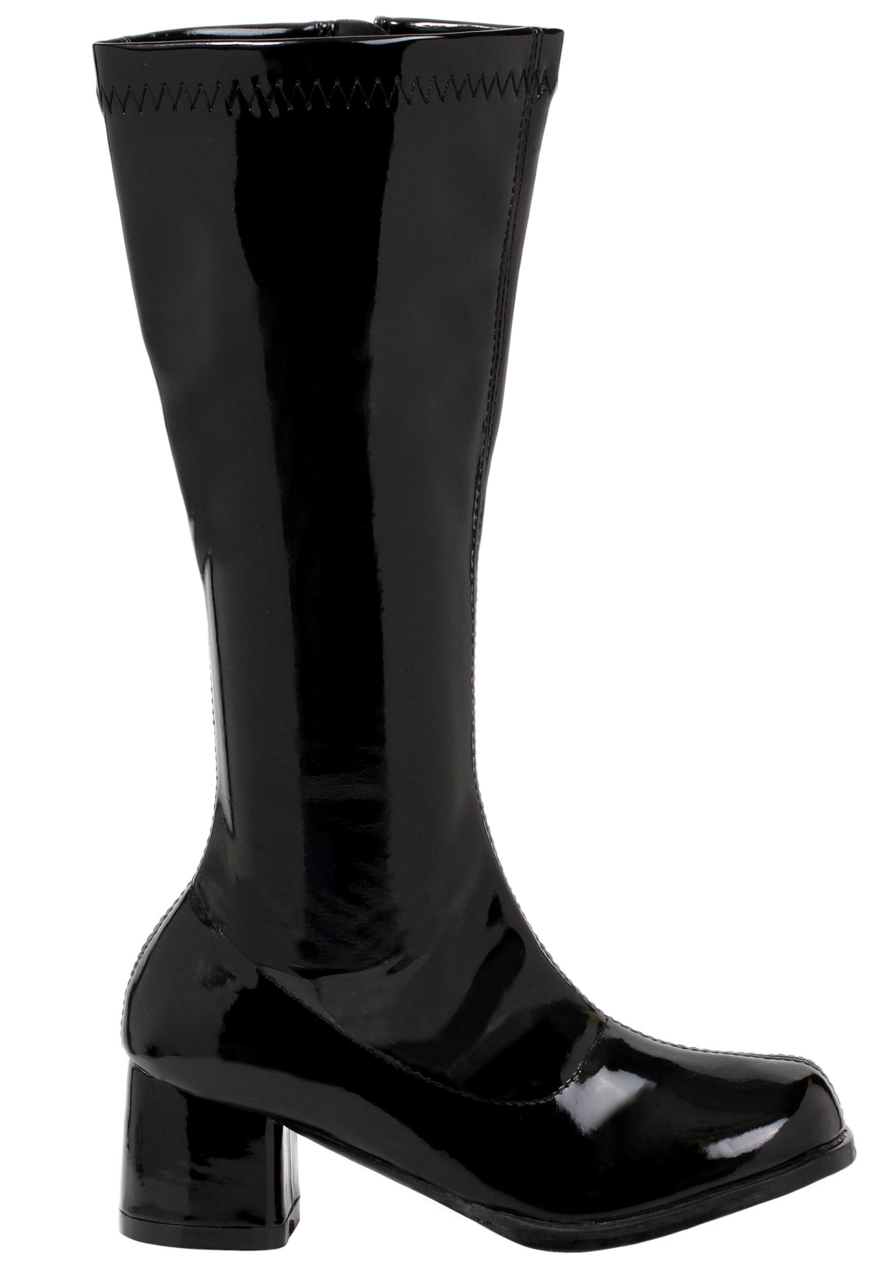 black patent leather gogo boots