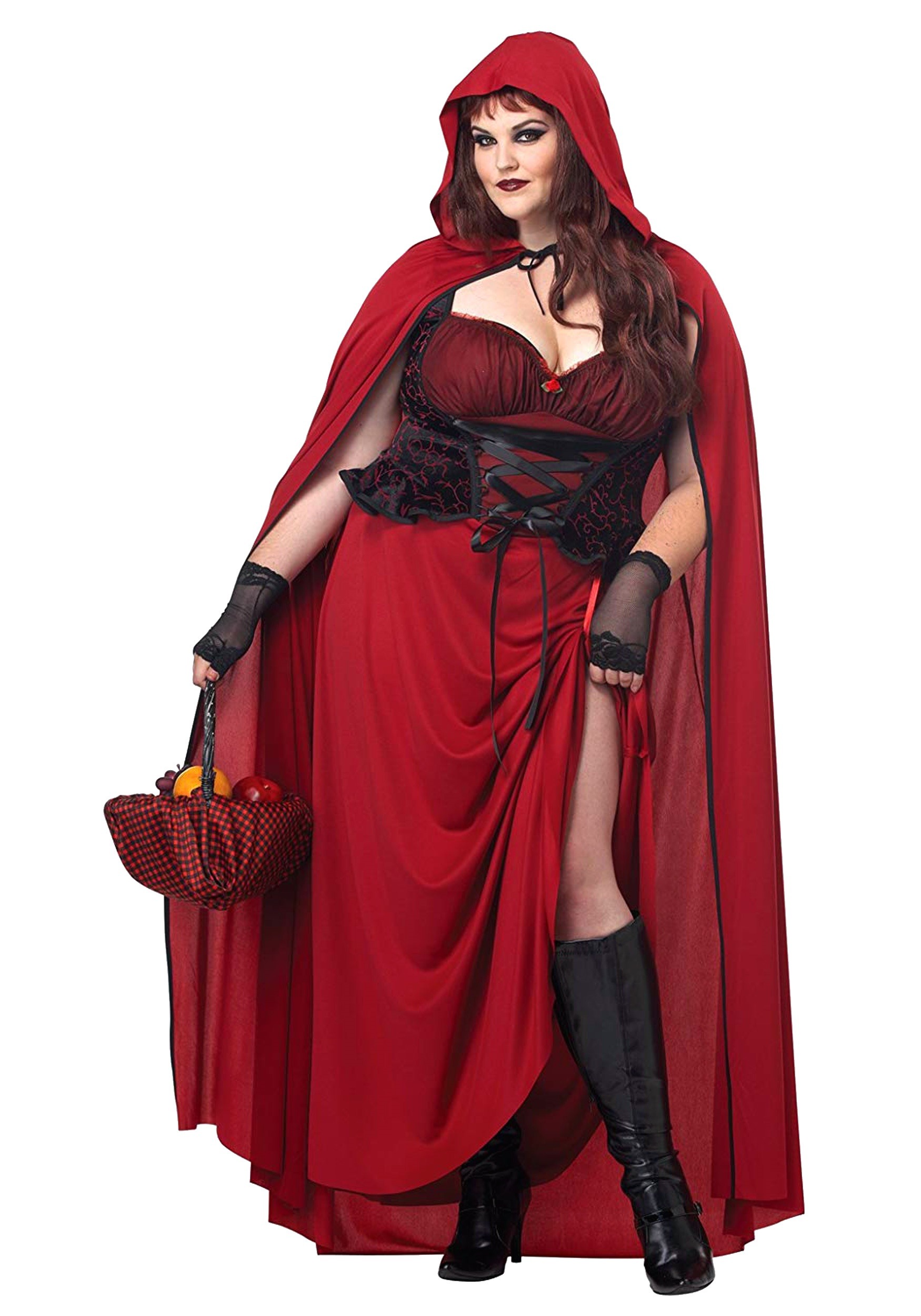 Plus Size Dark Red Riding Hood Costume Dress