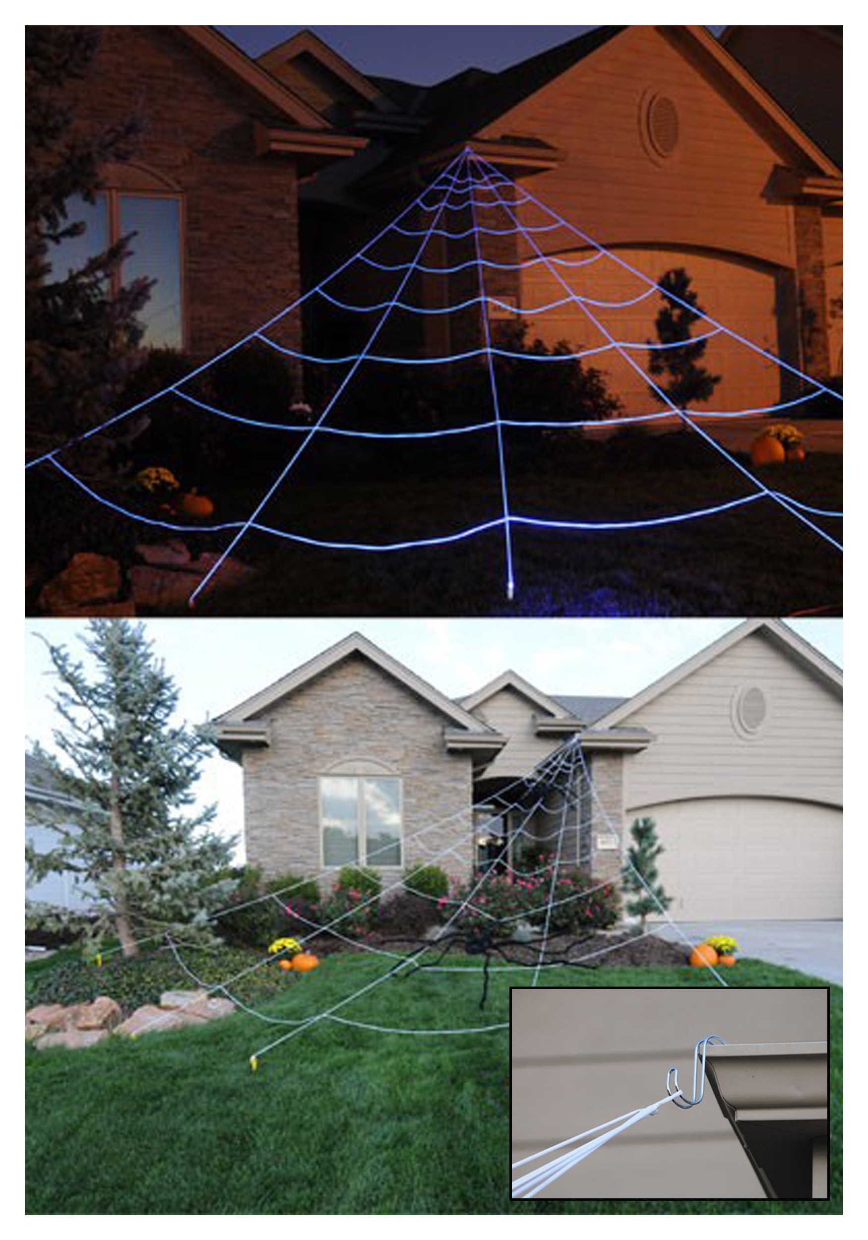 Halloween Decorations 200'' Triangular Spider Web+47'' Giant Fake Spiders+100g Stretch Cobweb with 20 Small Spiders for Outdoor Halloween Decor Clearance Yard Home Costumes Party Haunted House
