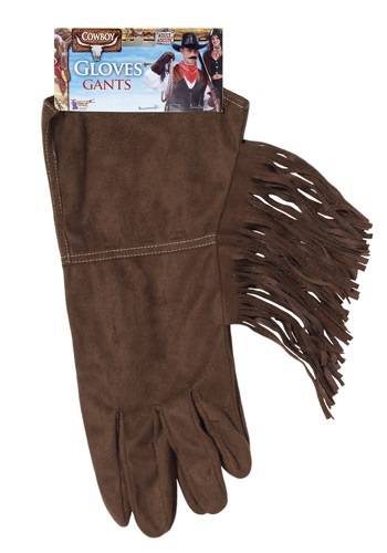 Brown Fringe Cowboy Gloves	