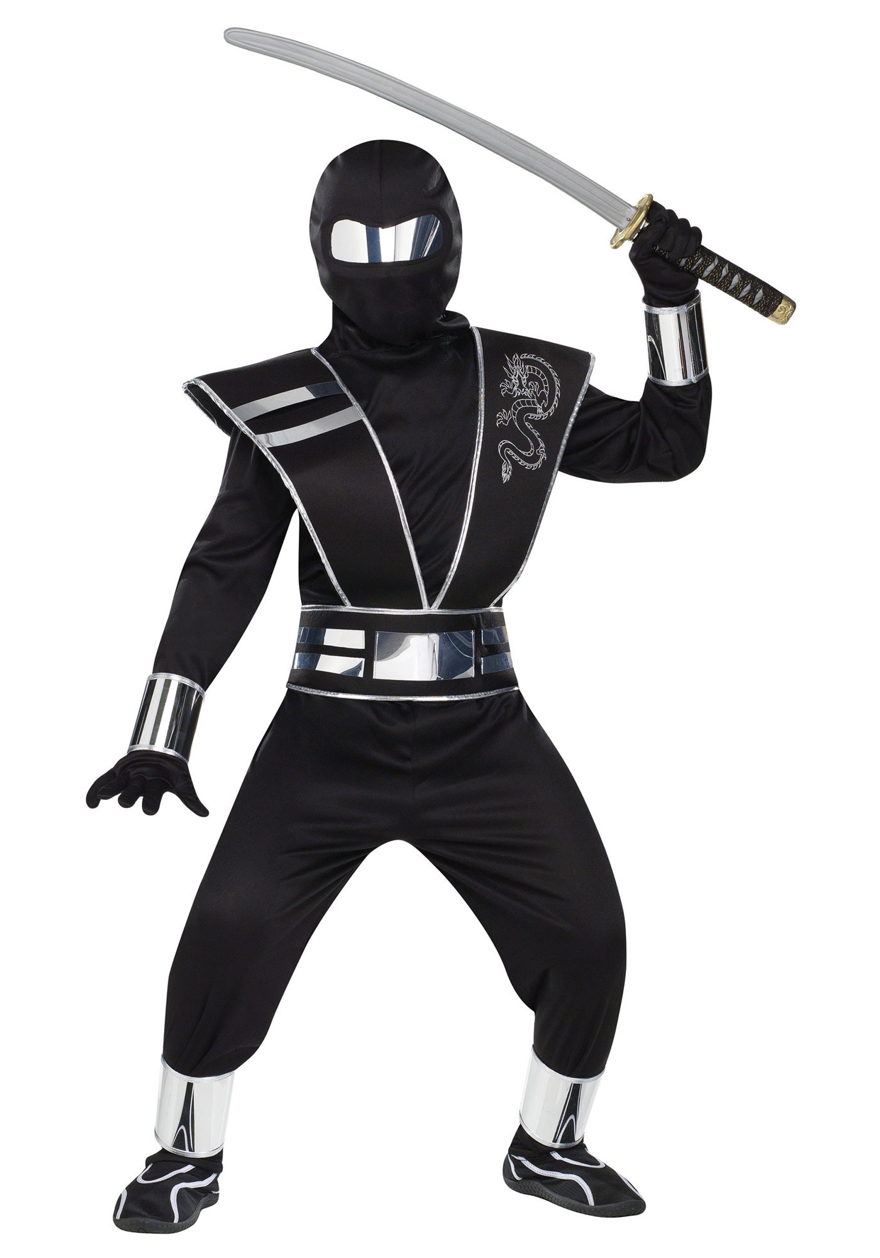 child silver mirror ninja costume