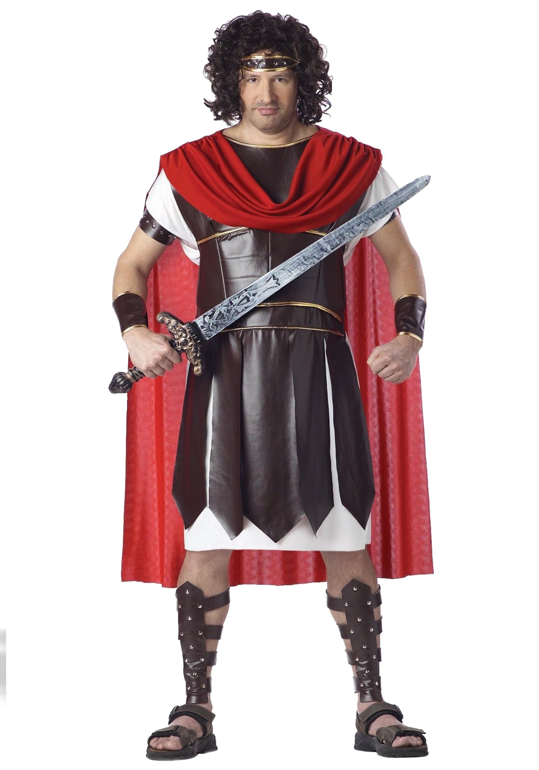 thumbnail interactive-video image 1 of Men's Roman Gladiator Costume - Hercules Toga Outfit For Halloween Or Medieval Theme 1 of 5