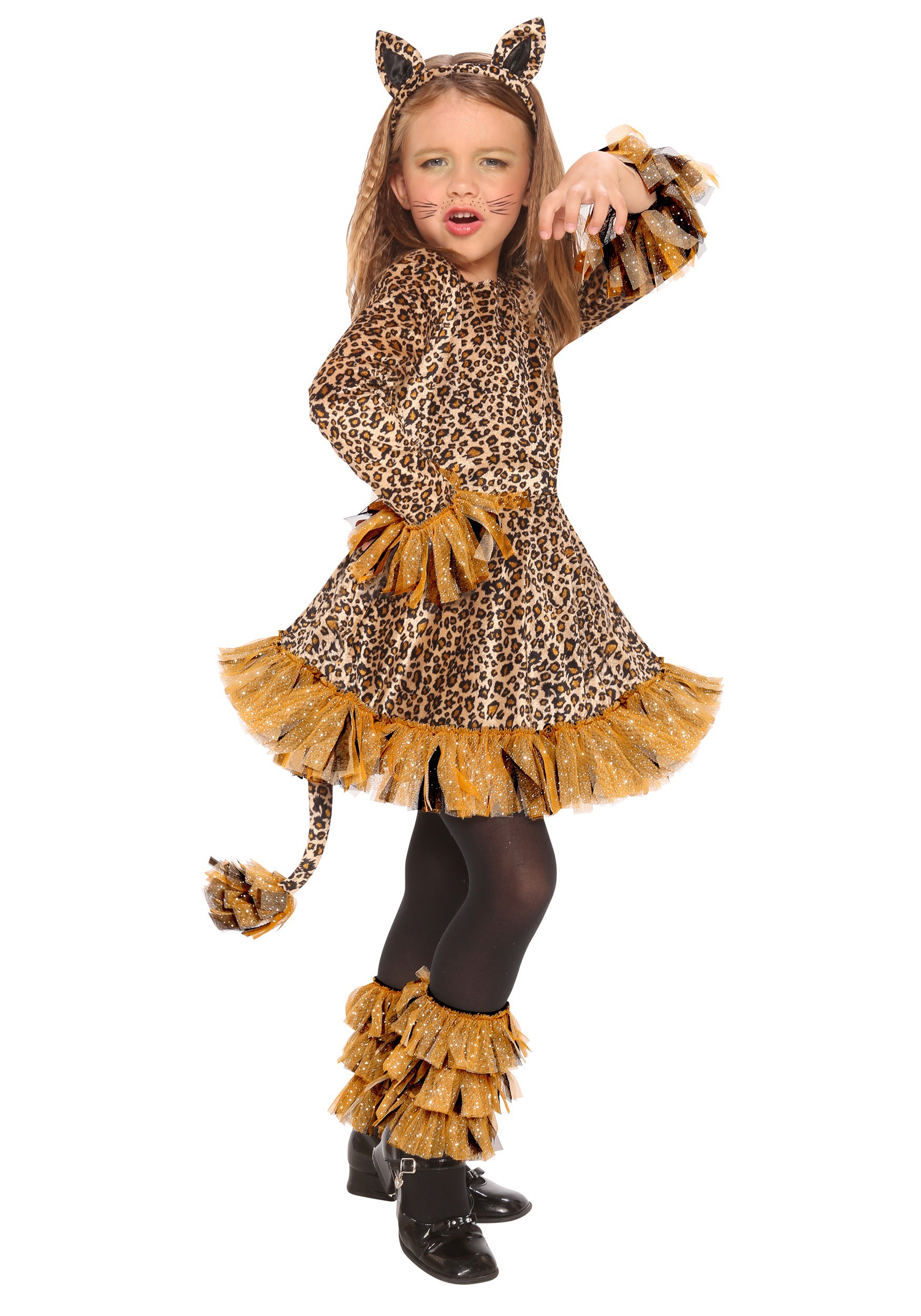 Girls Leopard Kids Costume | Girls Cats Costume W/ Tail
