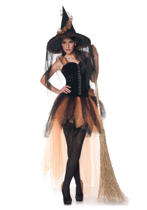Hollow's Eve Womens Orange and Black Witch Costume
