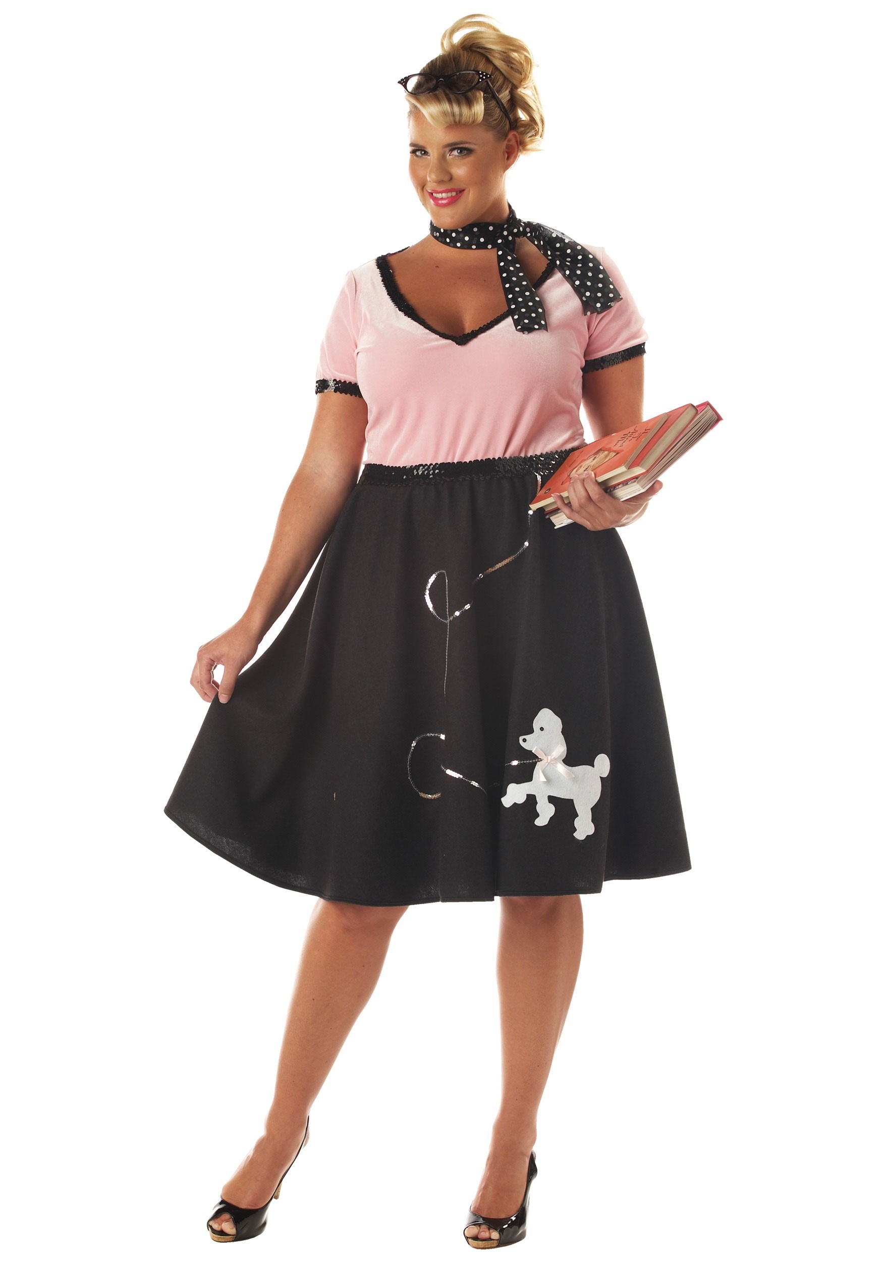 Poodle Skirts | Poodle Skirt Costumes, Patterns, History Plus Size 50s Sweetheart Costume - Sock Hop Halloween Costumes $34.99 AT vintagedancer.com