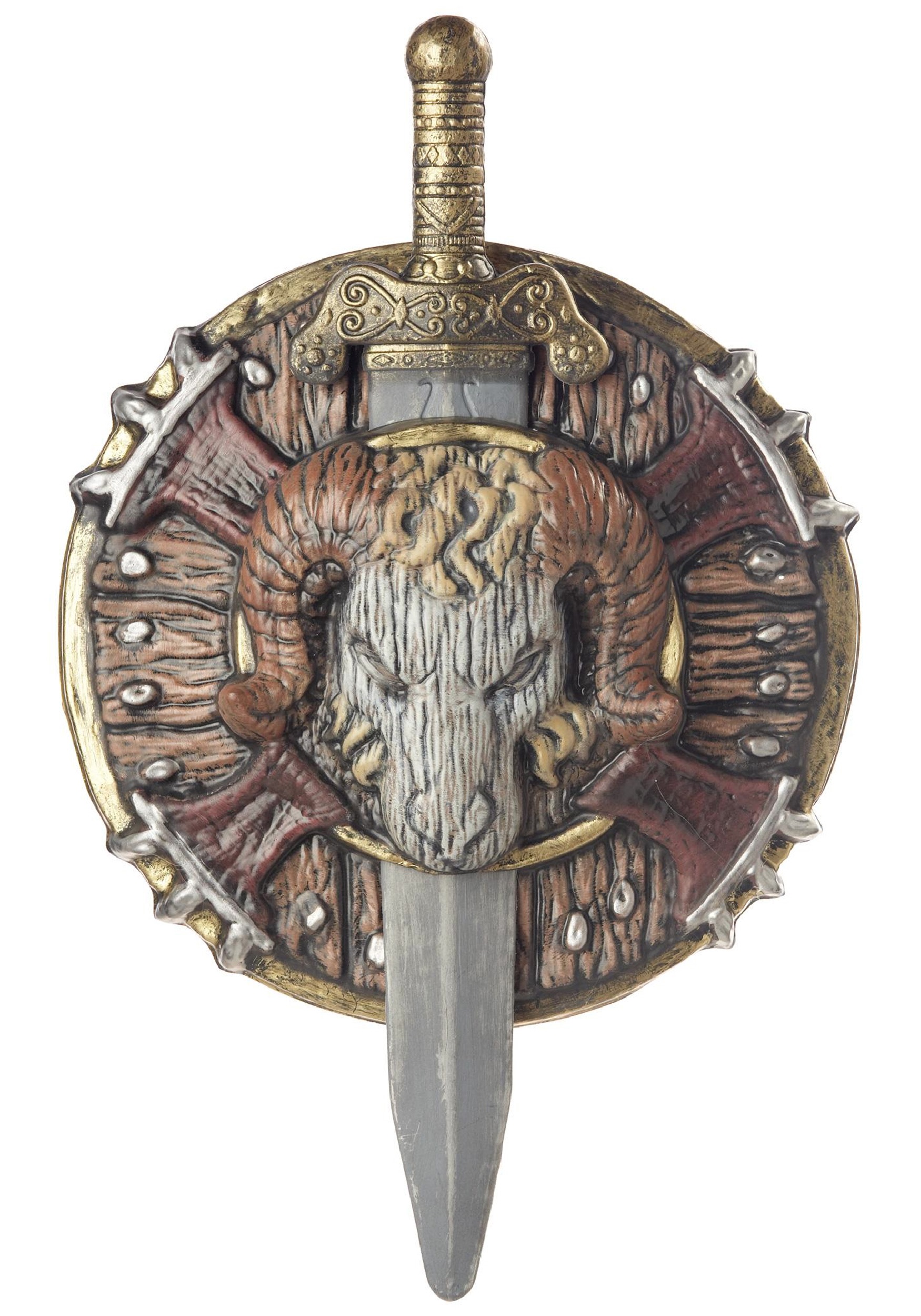 Escudo de combate bárbaro y espada Multicolor
