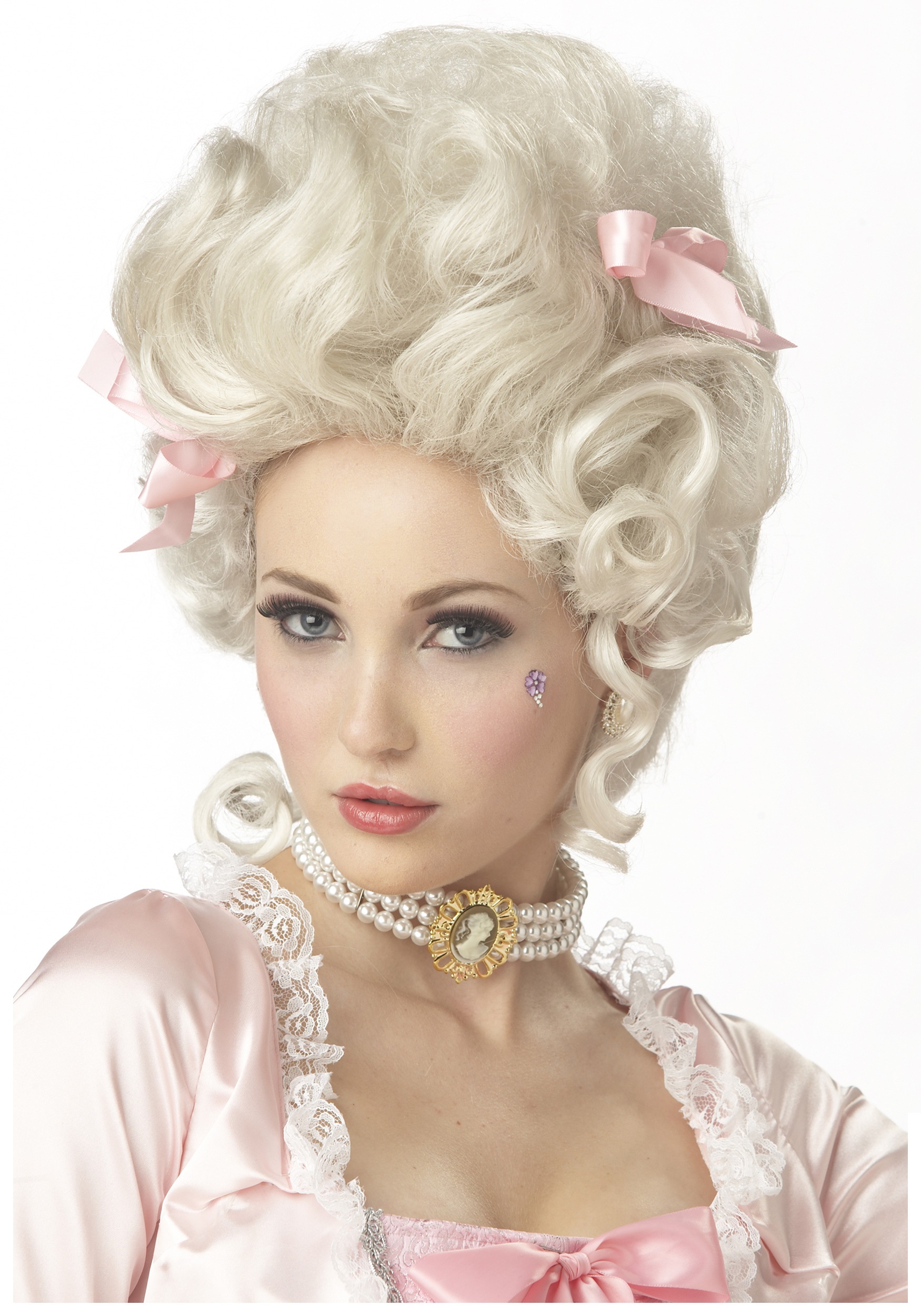 Image of Woman in giant pouf hairstyle, era of Marie Antoinette.