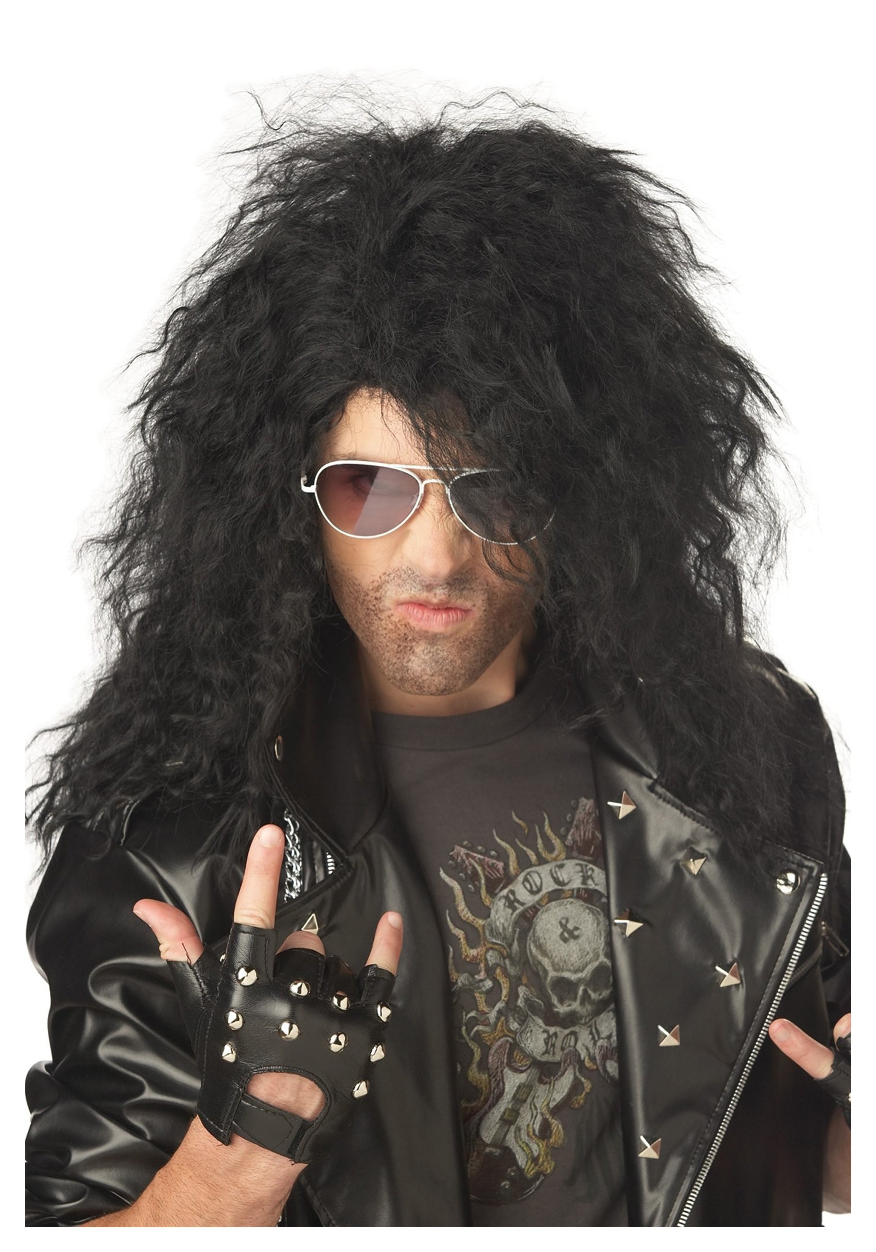 Mens 80s Glam Rock Costume Heavy Metal Rocker Big Hair 1980s Adult