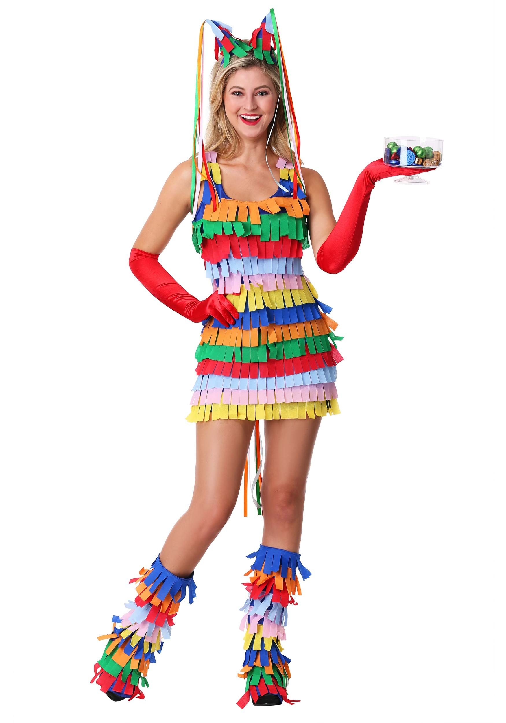 Vestido de vestuario de piñata femenina Multicolor