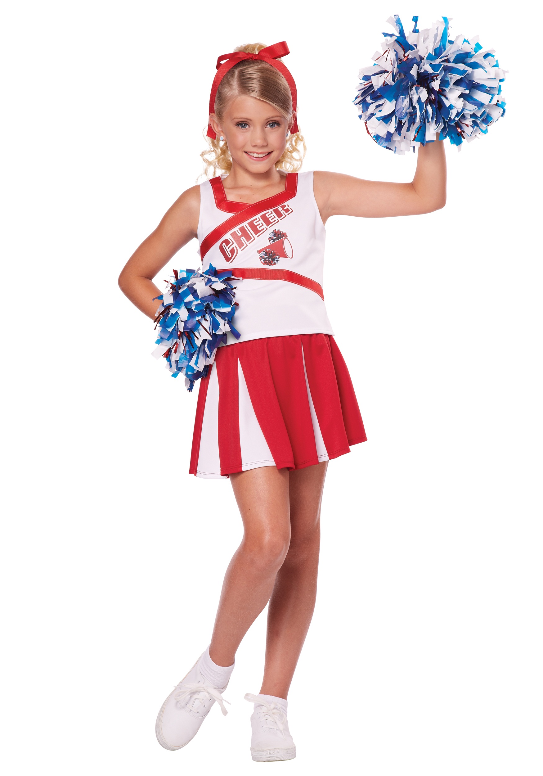 Cheerleader Costume Large / White/Blue