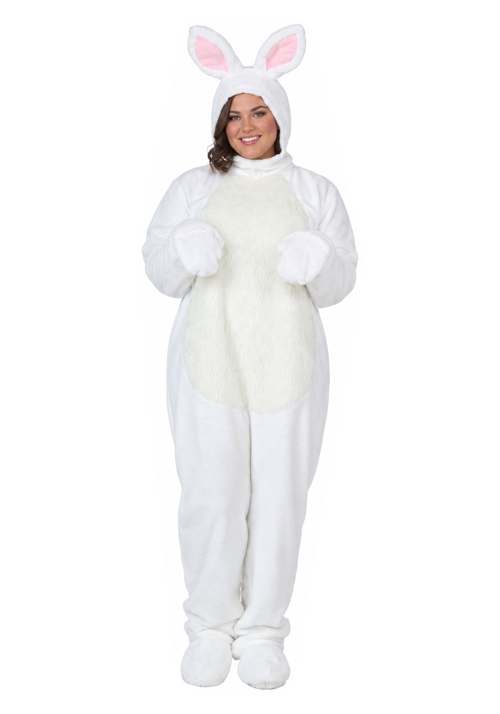 Plus Size Open Face White Bunny Costume for Adults | Bunny Costumes