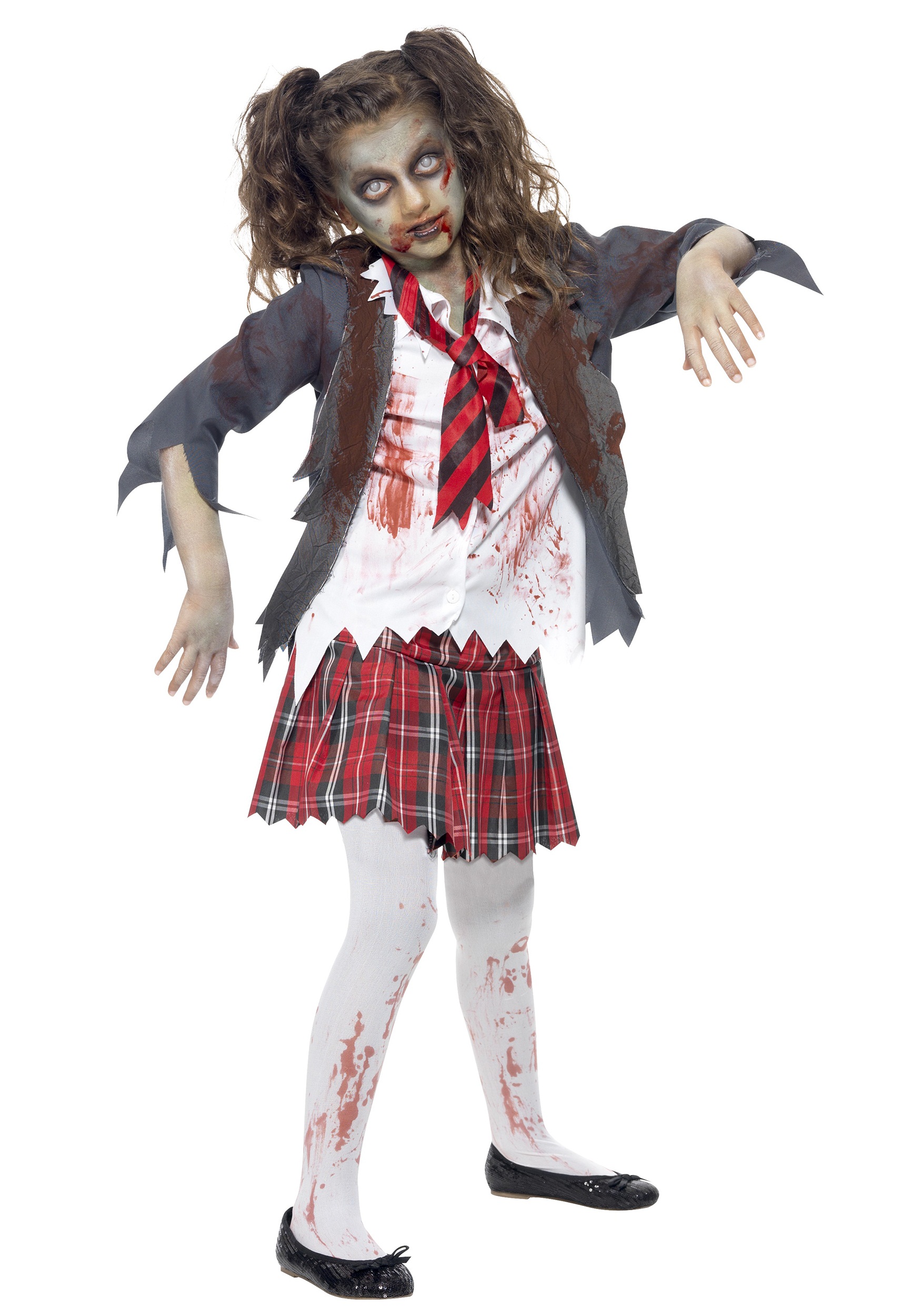 Disfraz de niña de la escuela zombie Multicolor