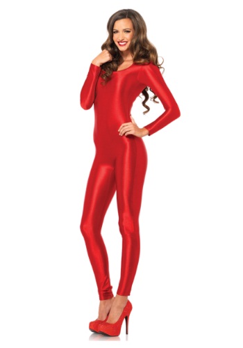 Women's Red Vinyl Boned Bodysuit Costume