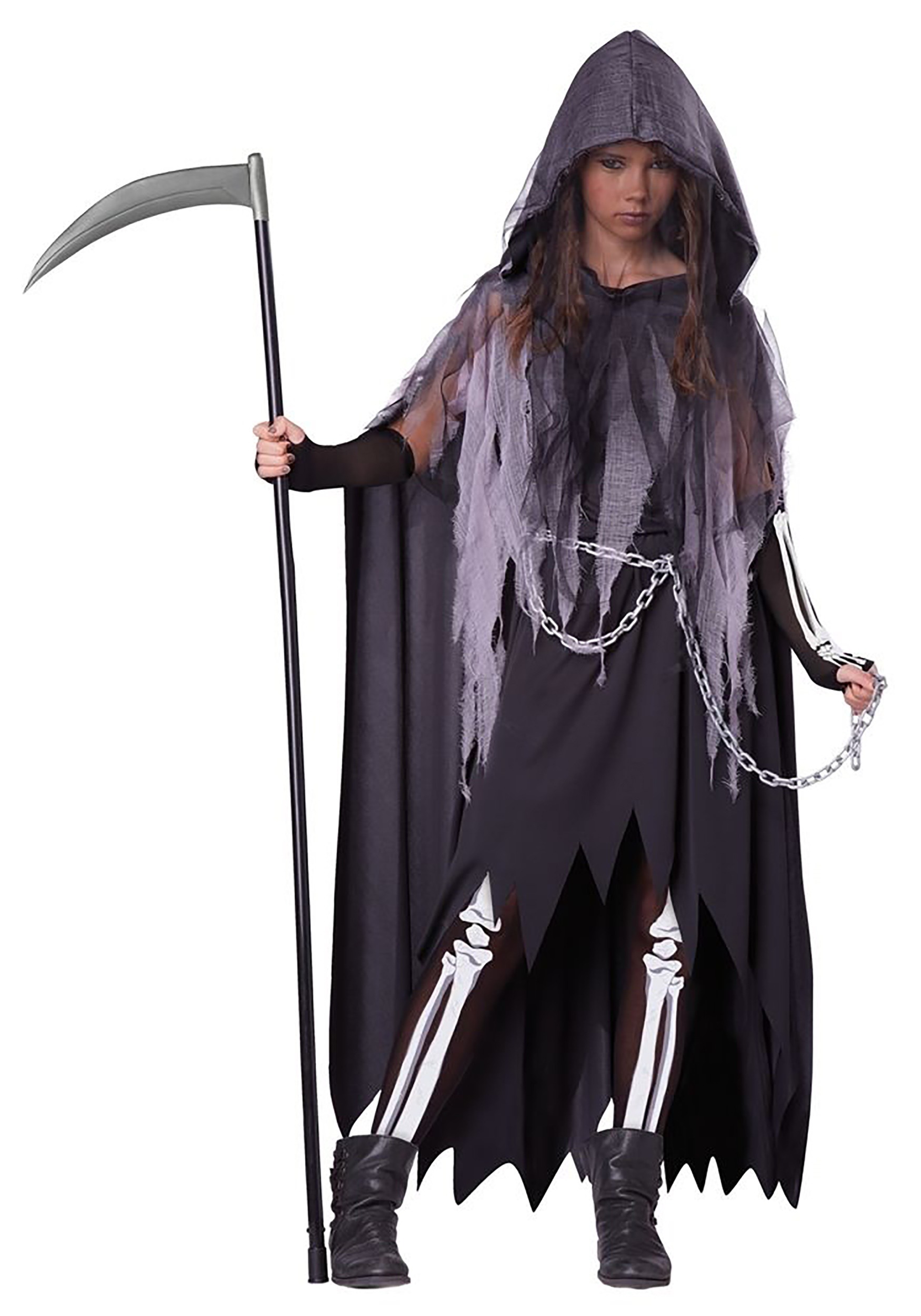 Tween Miss Reaper Costume For Girls , Gothic Cosplay