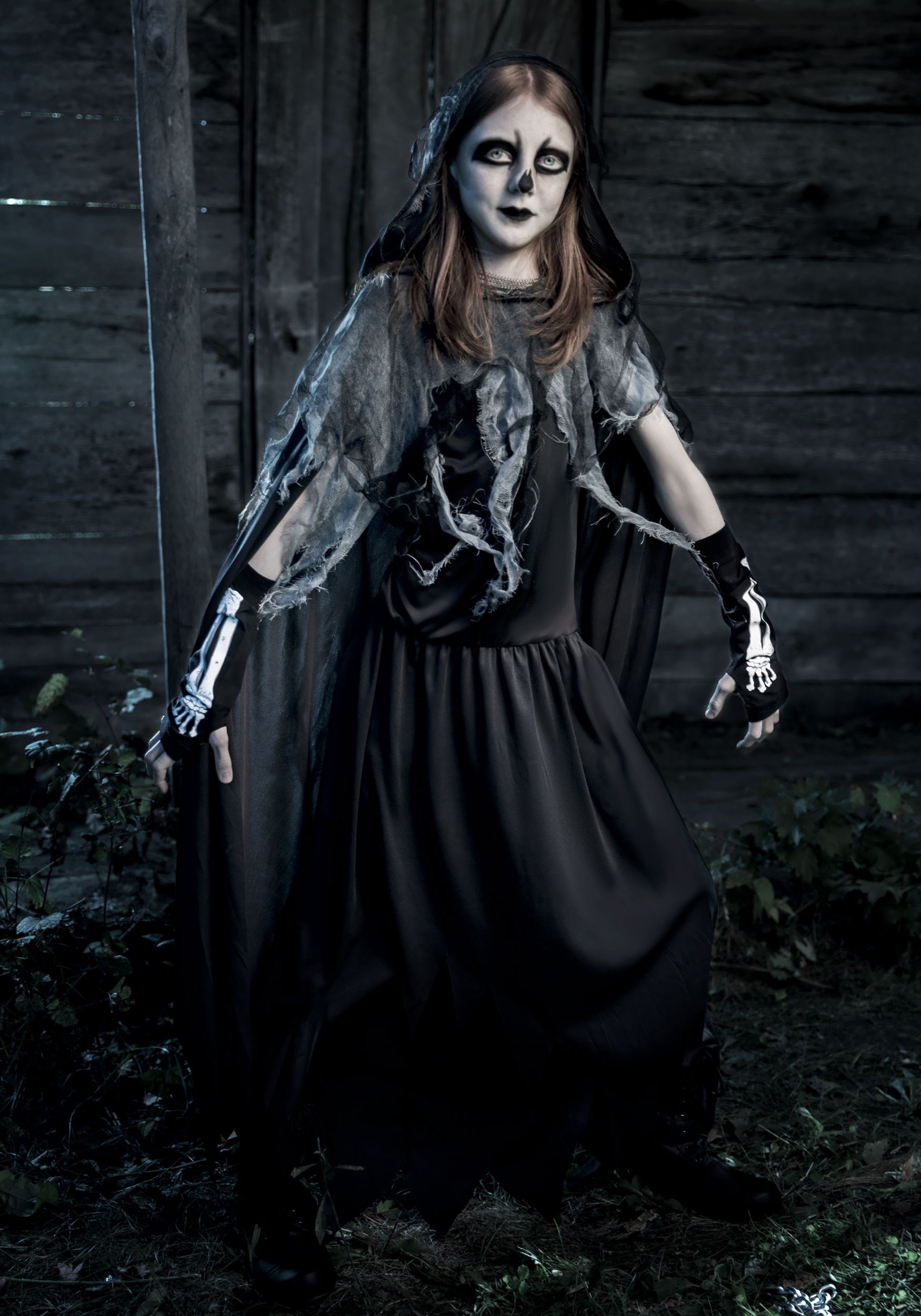 Tween Miss Reaper Costume For Girls , Gothic Cosplay