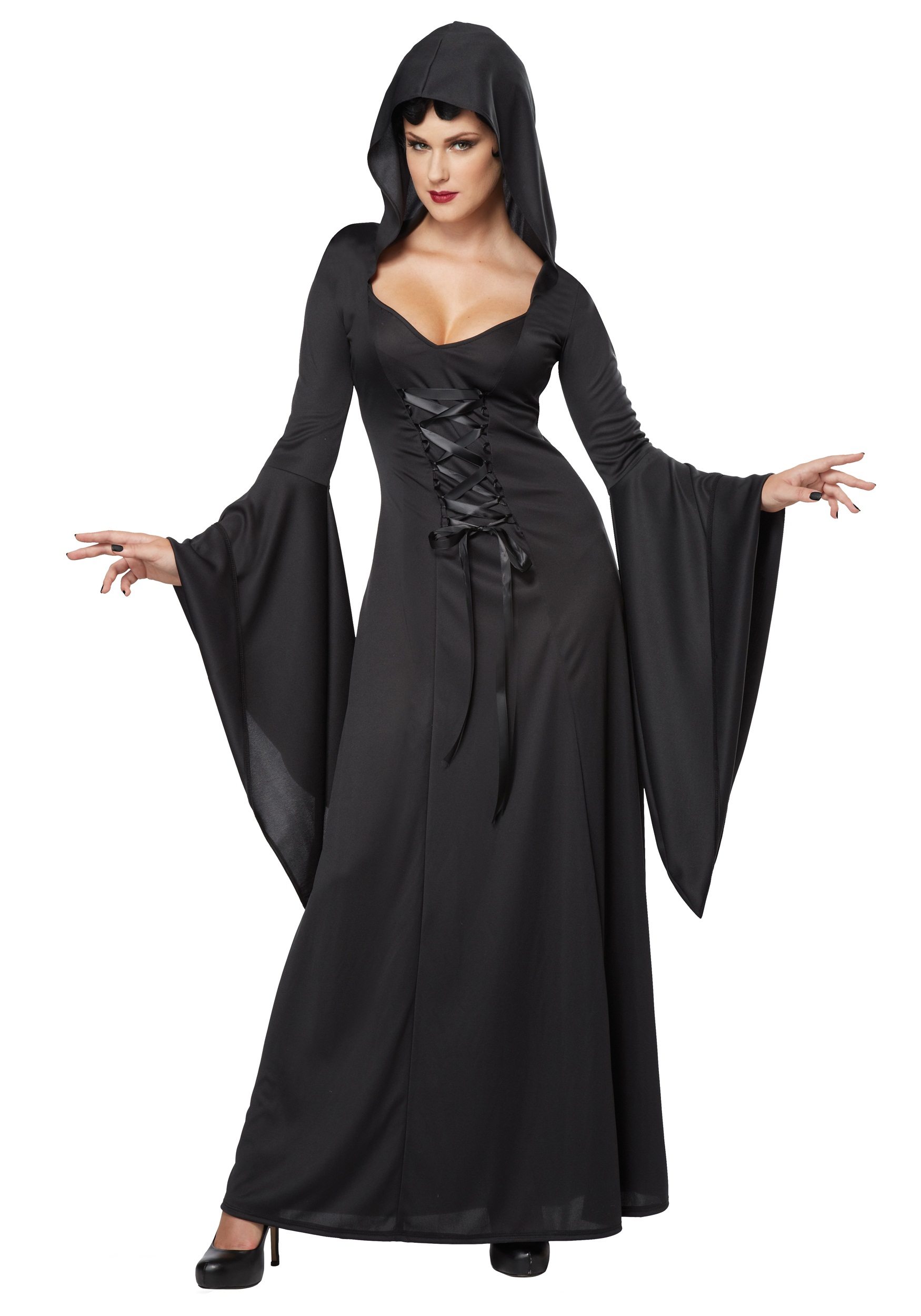 black hooded gown