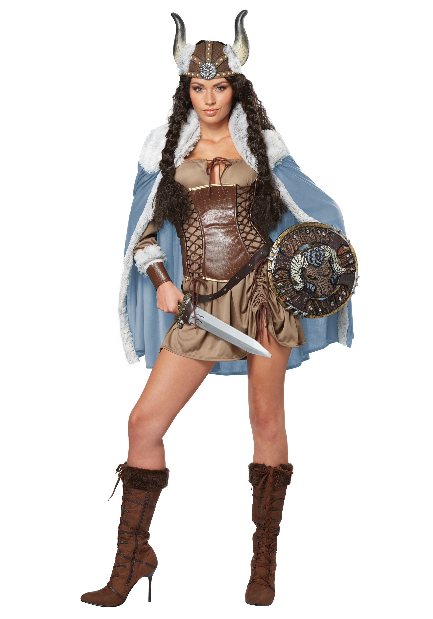 Vikings Women's Plus Size Lagertha Lothbrok Costume, Size: 1XL, Brown