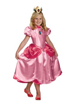 Girls Deluxe Princess Peach Costume