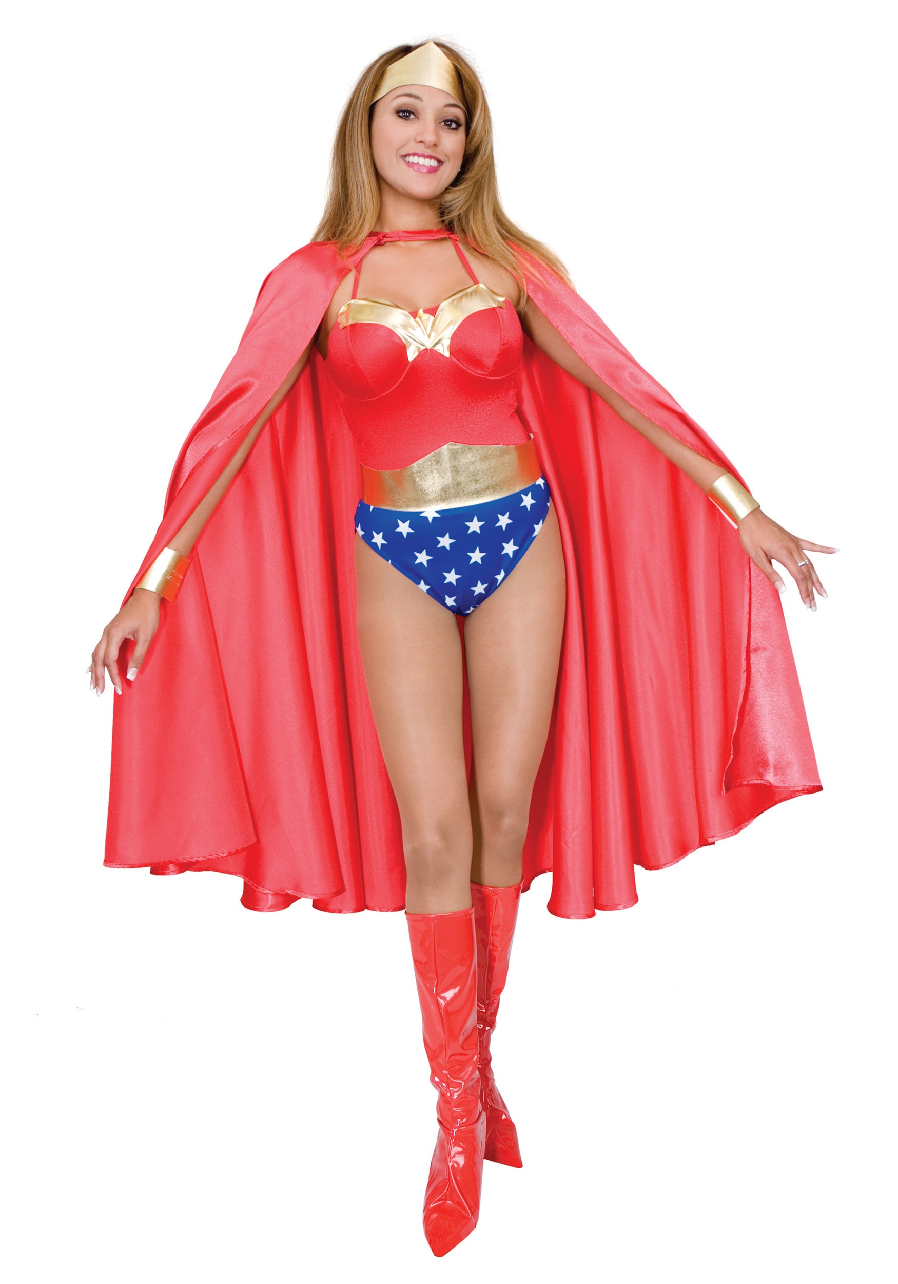 Deluxe Red Superhero Cape for Women Multicolor