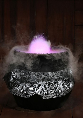 16-Inch Gothic Skull Smoking Cauldron Decoration | Halloween Cauldrons