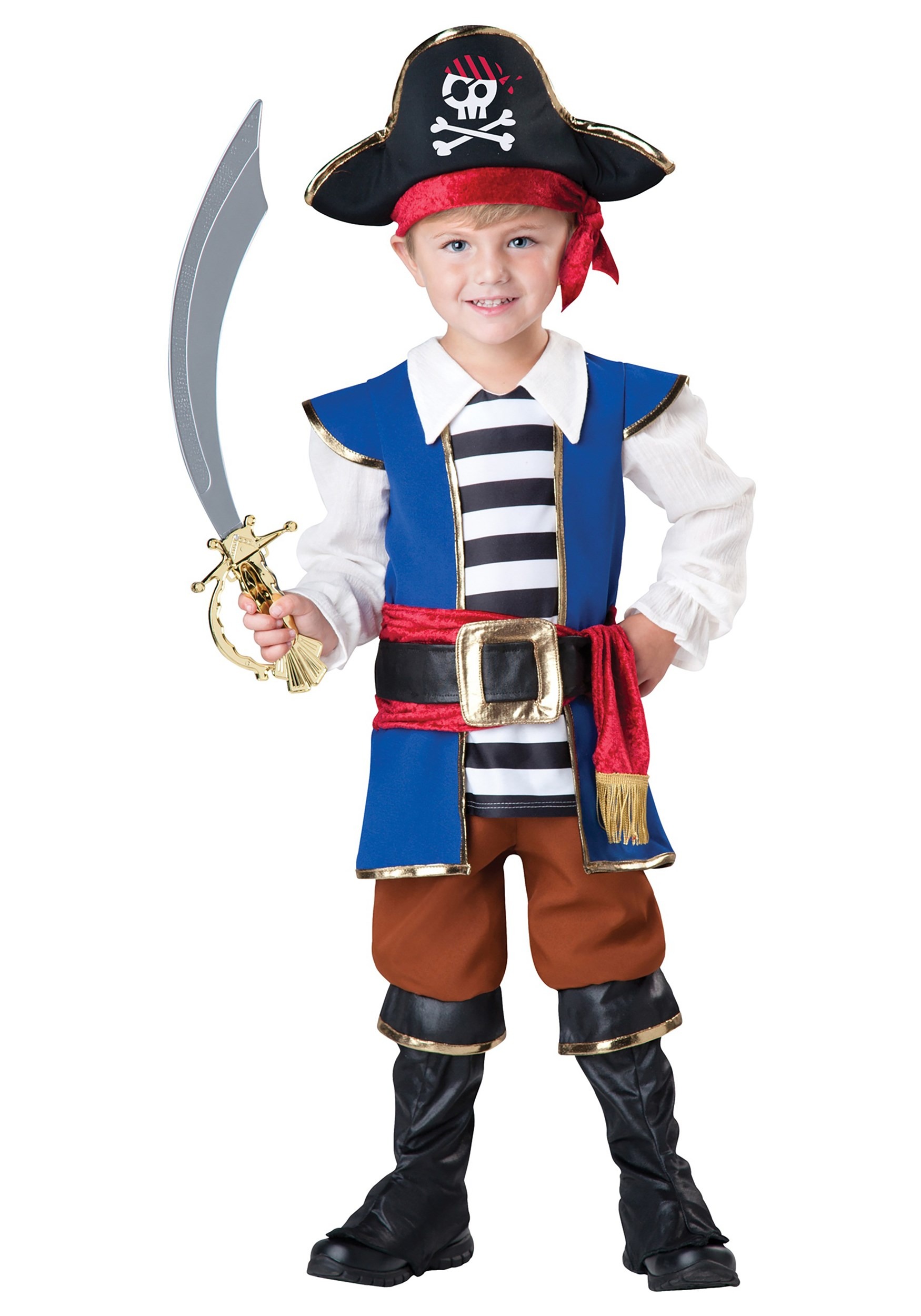 Photos - Fancy Dress Character In  Toddler Pirate Captain Costume Brown/Yellow/Blue 