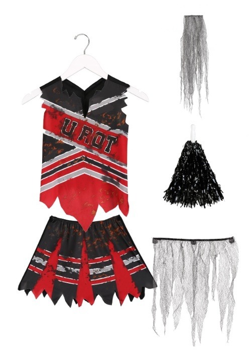 Cheerleader Kostüm „Spiritless“ Von In Charakter – In Rot/Schwarz/Weiß, Inkl. Rock & Accessoires